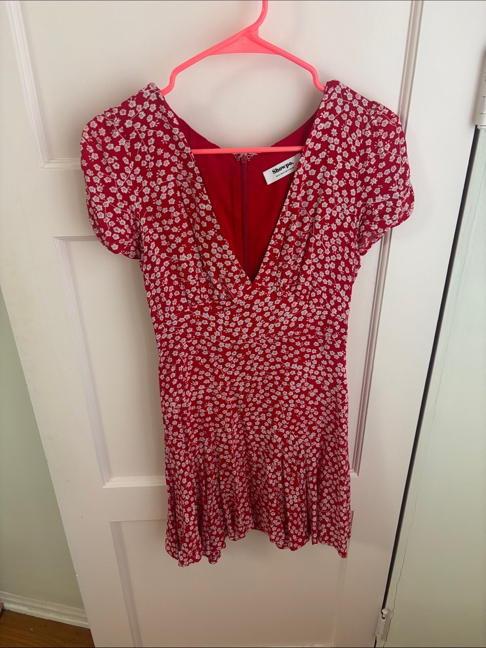 Red floral dress